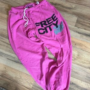 freecity Kids Hot Pink Sweatpants with Black Logo